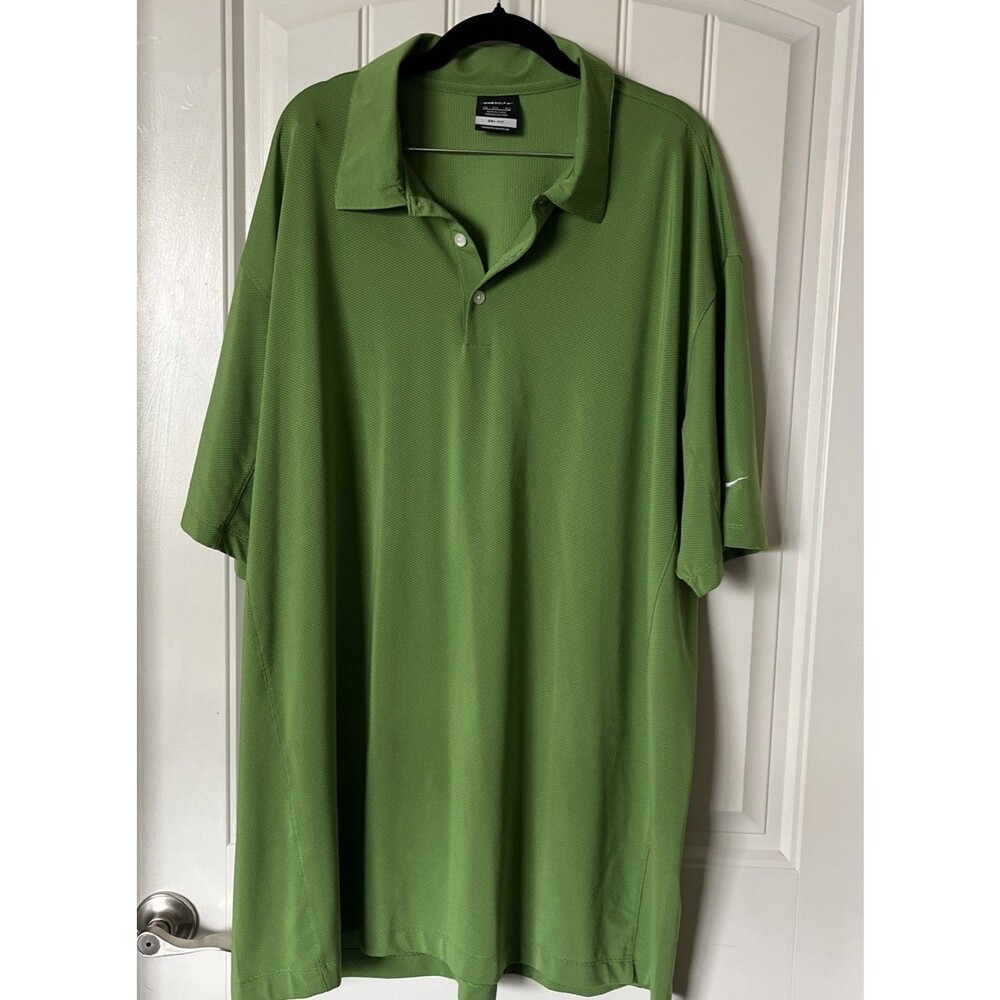 Nike Dri-Fit Polo Shirt Mens 3XL Green Check Short Sleeve Golf Classic Top Sport